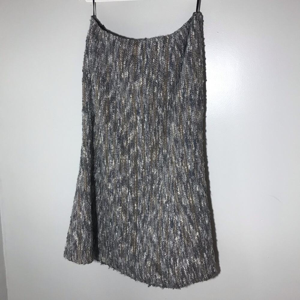 Lafayette 148 New York wool silk tweed woven midi skirt gray brown shimmer 10
